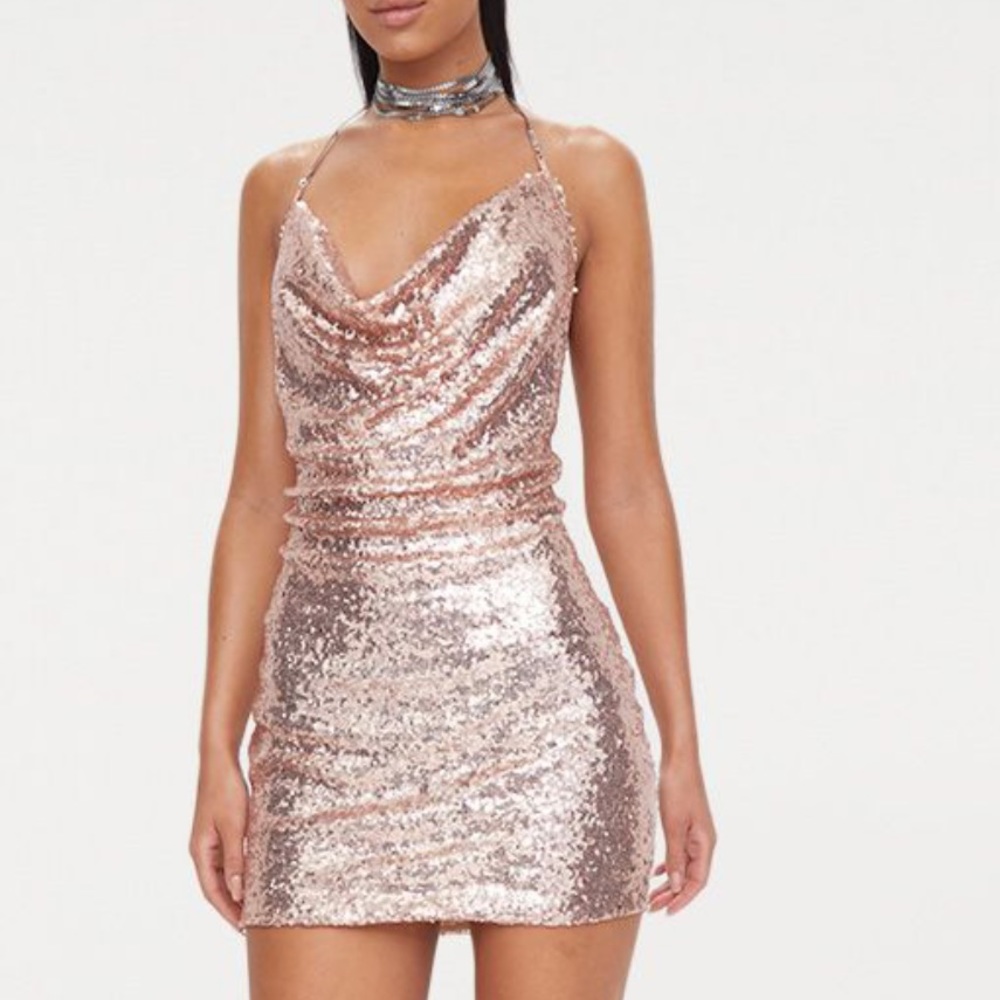 Pretty little thing gold dress